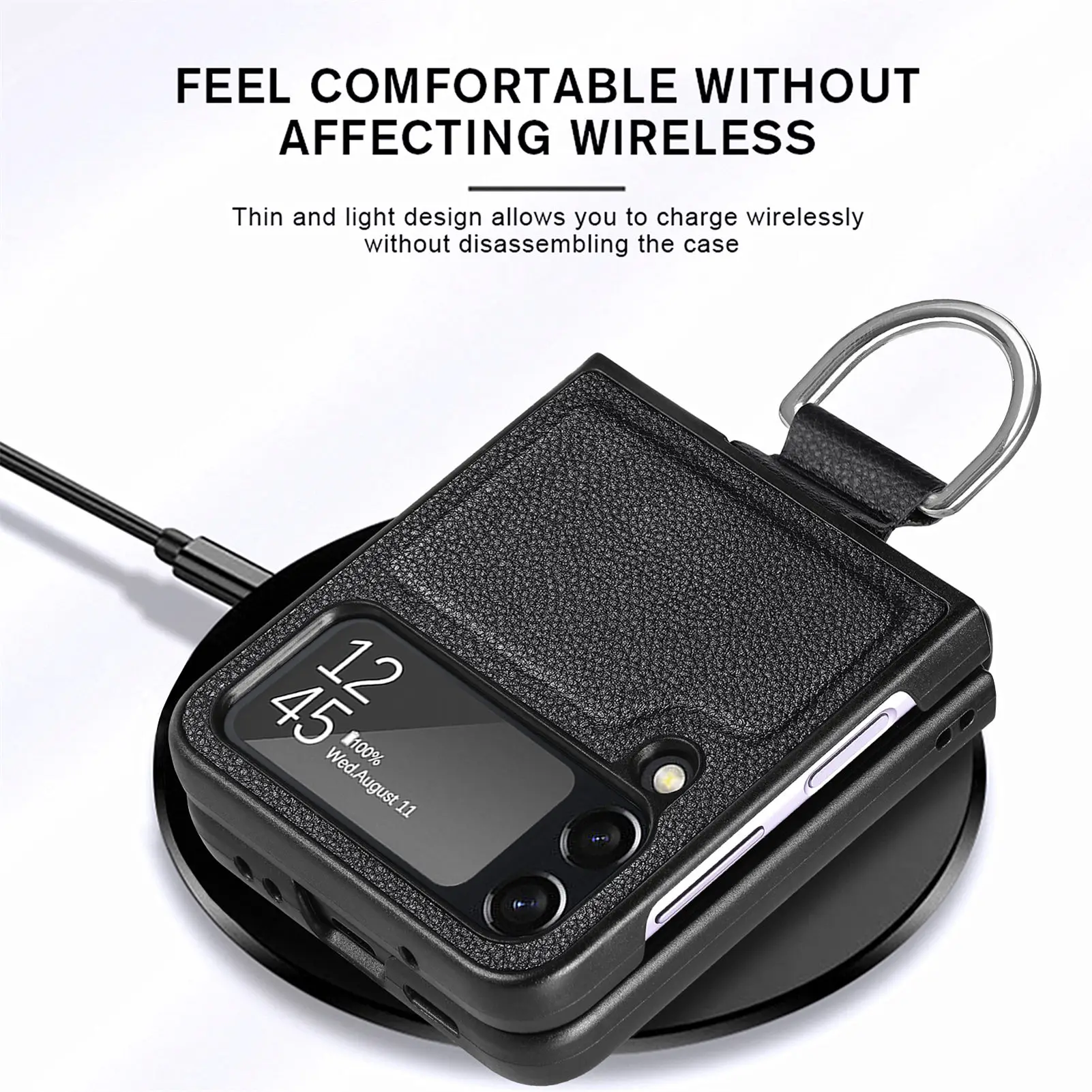 Slim Finger Ring Holder Leather Case for Samsung Galaxy Z flip7 FE Flip4 flip6 flip5 5G Flip 7 6 5 4 Flip3 Flip 3 Anti-Drop Bag