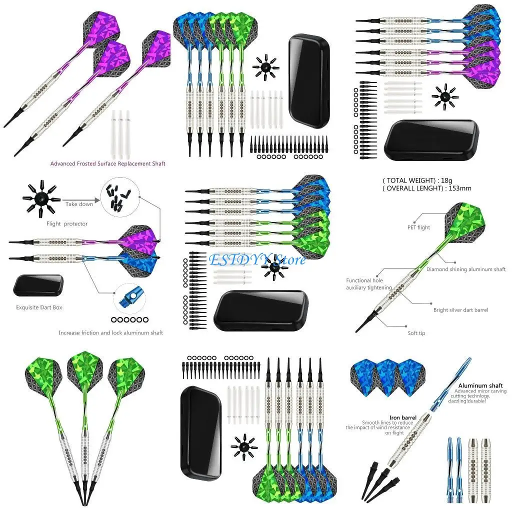 

G6DE 1 Set Electronic Soft Darts Needle Set With Carrying Case Darts Accessories