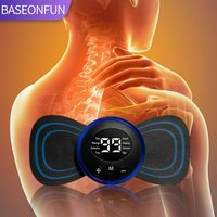 BASEONFUN Smart Neck Massager Portable EMS Pulse Massage Patch Mini Electric TENS Muscle Stimulator Shoulder Back Pain Relief