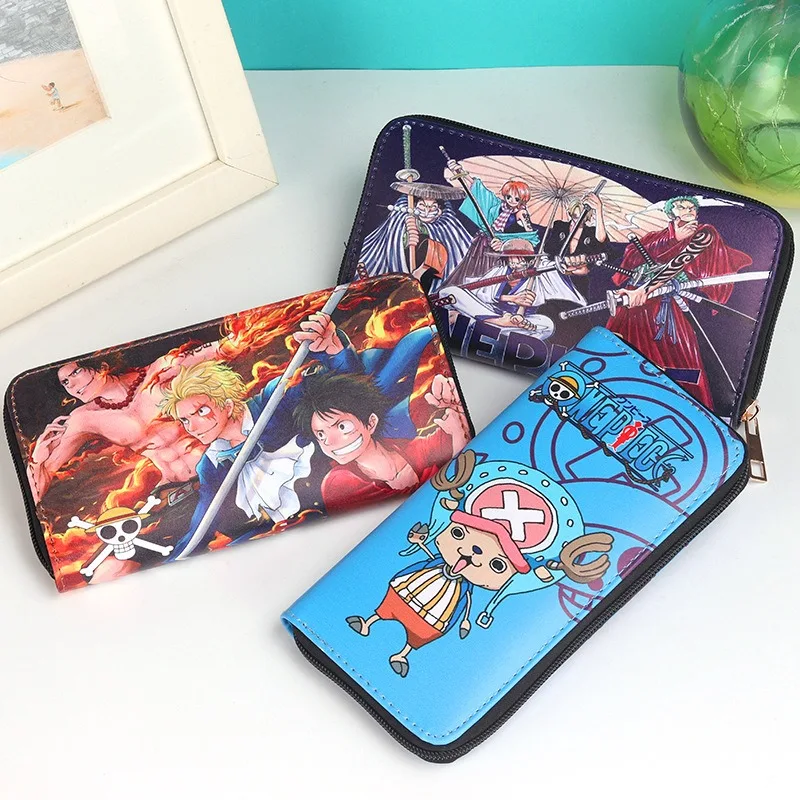 Hot One Piece Anime Zipper Wallet Cartoon Multi Interlayer Large Capacity Wallet Men and Women Casual Long Wallet