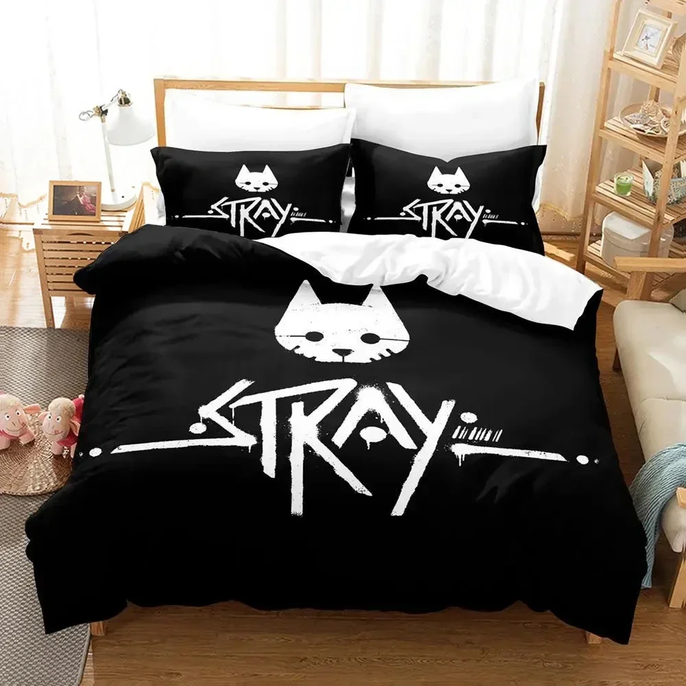 3D Print Game Stray Cats Bedding Set Duvet Cover Bed Set Quilt Cover Pillowcase Comforter King Queen Size Boys Adult Bedding Set