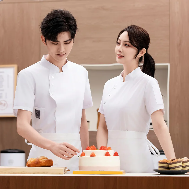 Płaszcz szefa kuchni Mundur szefa kuchni z krótkim rękawem i siateczką Gotowanie Pizzaiolo Top Restauracja Spodenki robocze Piekarnia Kawiarnia Kelner Kelnerka