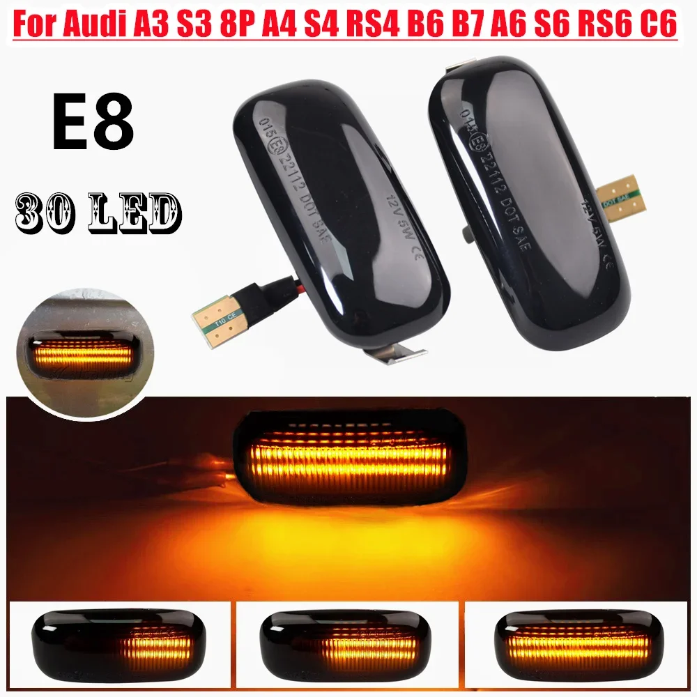 

LED Side Wing Marker Dynamic Turn Signal Blinker Light For Audi A3 S3 8P A4 S4 RS4 B6 B7 B8 A6 S6 RS6 C5 C7