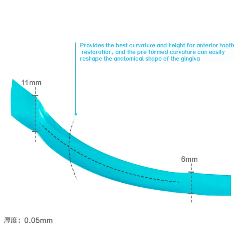 50Pcs Dental Anterior Resin Restoration Matrix Bands Trans Anatomical Strip View Blue Matrices Matrix Similar with VariStrip