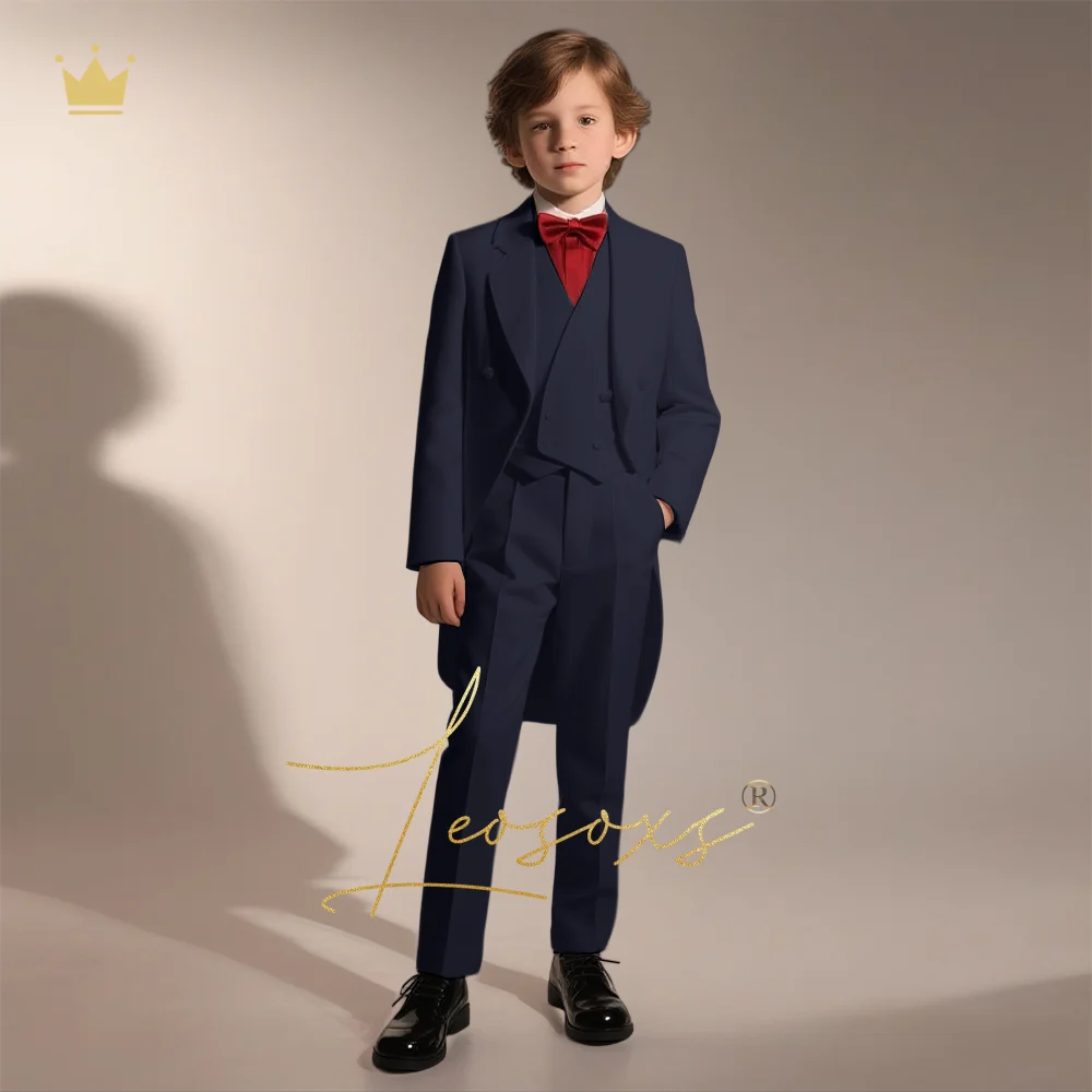 

Young Gentleman's Tailcoat Ensemble: 3PC Long DB Formal Wear for Concerts/Ceremonies/Special Events