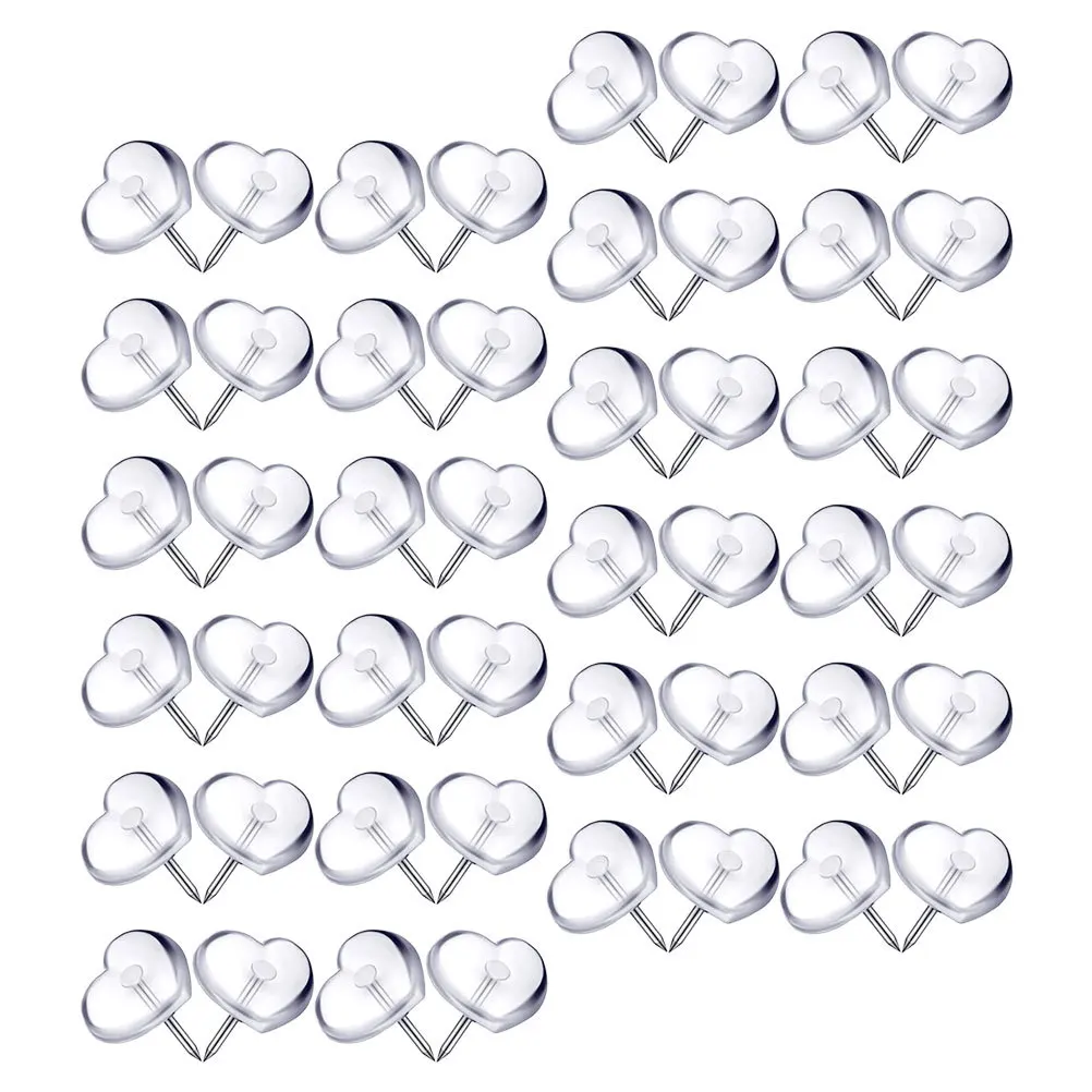 200pcs Replaceable Push Pins Multi-Function Heart Shaped Thumbtacks For Cork Board Map Office Desk Accessories Home Supply