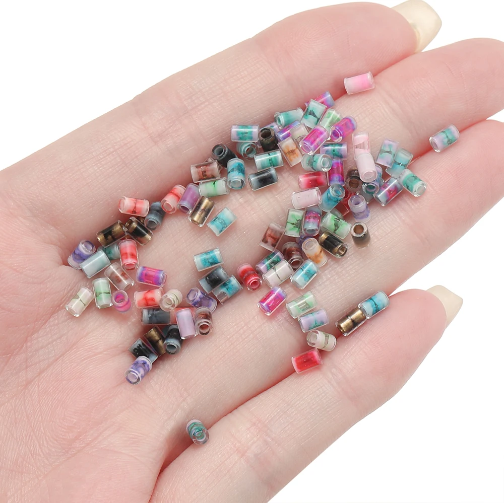 10 جرام/وحدة أنبوب زجاجي ملون بذور الخرز فاصل سحر فضفاض حبة ل سوار ذاتي الصنع قلادة مجوهرات العثور على مستلزمات صناعة