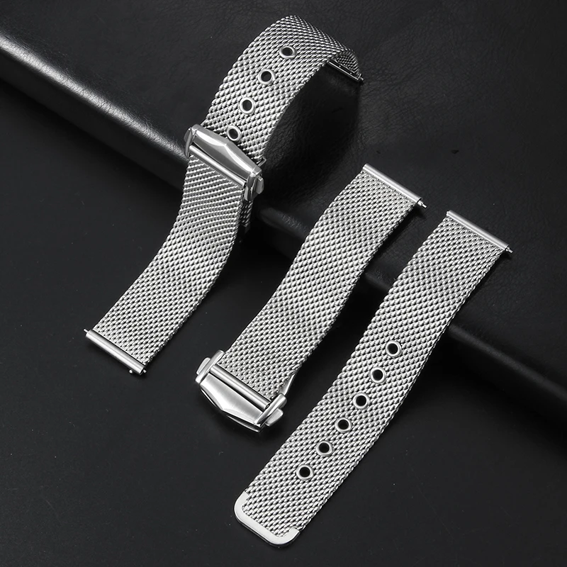 Milan Steel Mesh Anti-Allergy Watchband for Omega 007 Seahorse 300 Observatory 20mm Breitling IWC Replace Universal Watch Strap