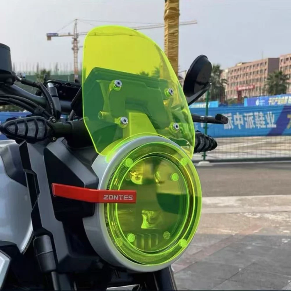 For Zontes GK350, install accessory windshield, small front windshield, and tint protection film for the headlights.