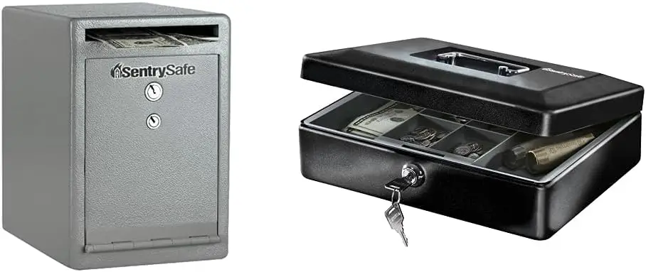 

Сейф для депозита с двойным замком и денежным ящиком для денег