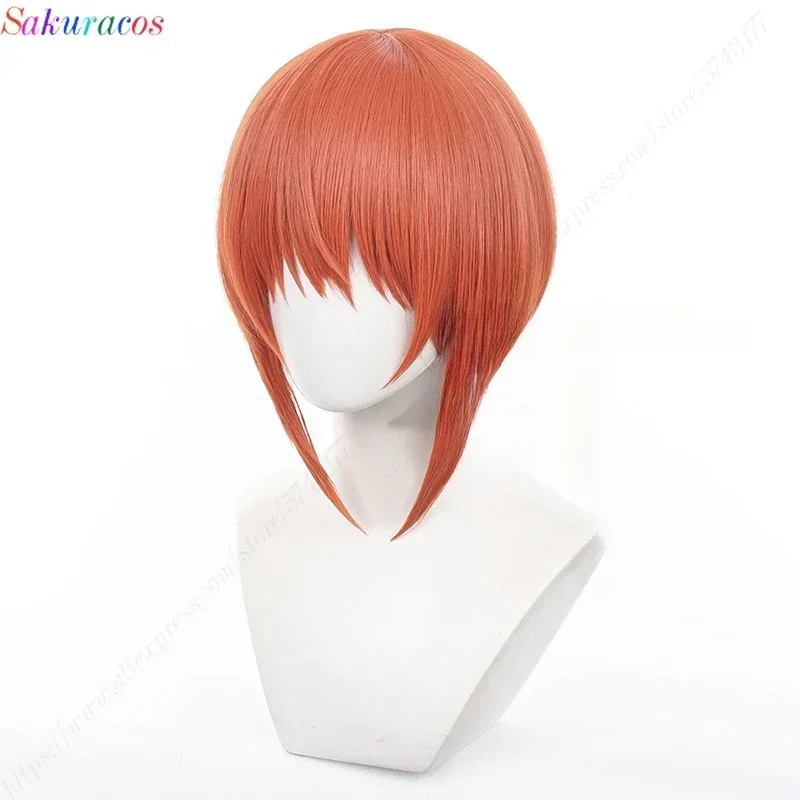 Gintama cosplay Kagura wig short orange wigs heat resistant synthetic hair Kagura headwear hair clips prop free wig cap