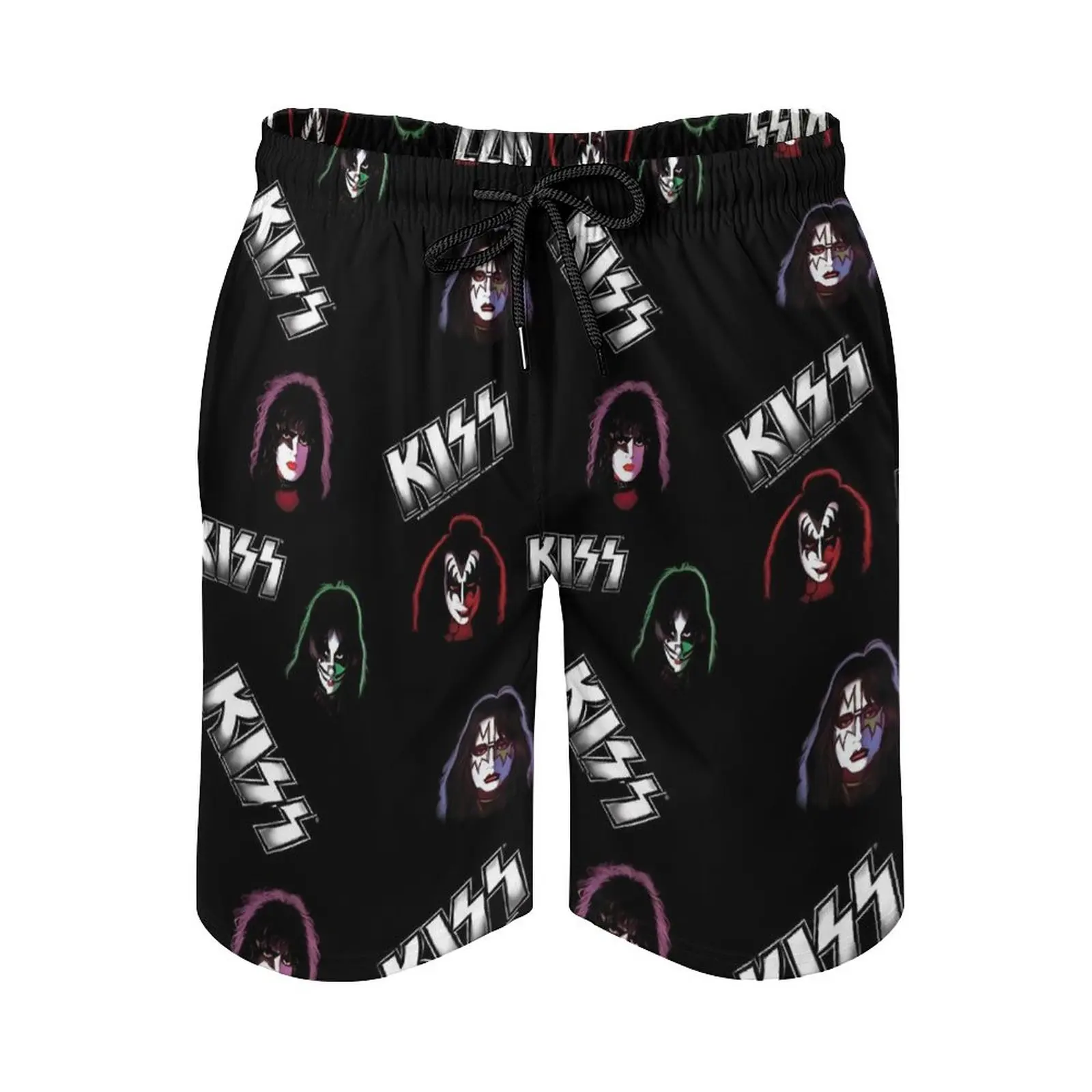 Kiss Band Board Shorts Elastic Waist Large Size Board Short  KISS Faces Logo Men Swimming Trunks Classic