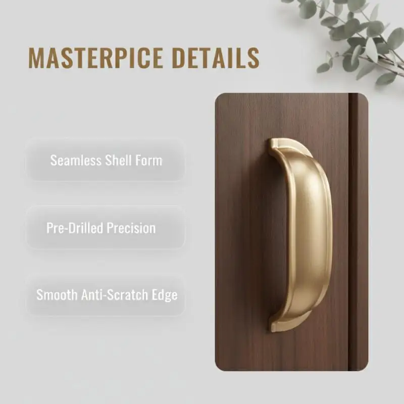 French Shell Drawer Pull Nickel Brushed Anti-Rust Wardrobe Door Handle for Kitchen Cabinet Furniture Upgrade