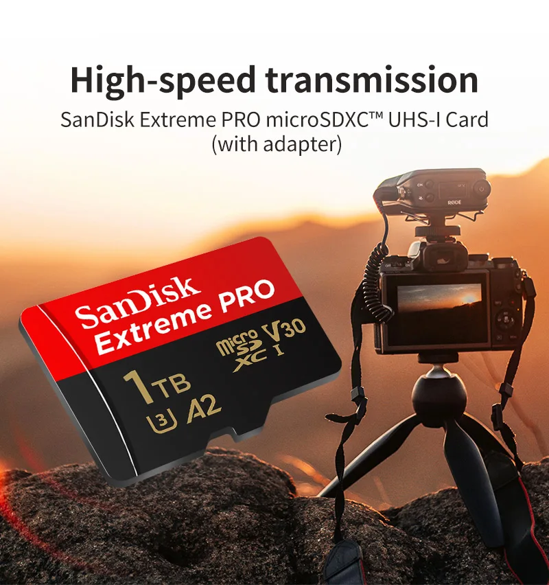 Sandisk Extreme PRO Card 64GB 128GB 256GB Micro SD TF Card 512GB 1TB Hight Speed V30 Class 10 UHS-I U3 Memory MicroSD Card