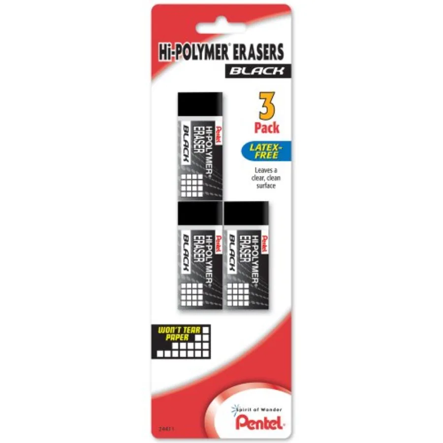 Hi-Polymer Block Eraser Black 3 Pack ZEAH06BP3