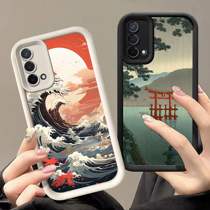 Japanese Style Ukiyo-e Phone Case For OPPO A3 Reno 10 11 12 Pro 11F 12F A58 A78 4G A98 A3X 5G A15 A16 A17 A38 A53 A57 A60 A92