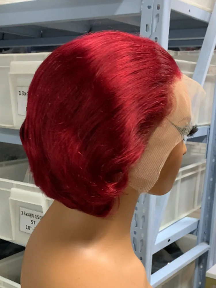 

13x4 Ginger Orange Red Brown Lace Front Human Hair Wigs For Women Brazilian Colored Pixi Transparent Lace Frontal Wig Human Hair