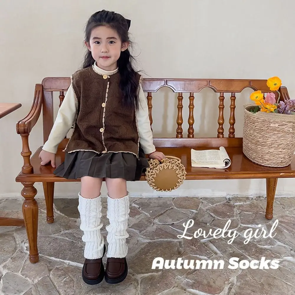 Sweet Japanese Style Children's Twist Leg Warmers Harajuku JK Leg Socks Woolen Pile Socks Knitted Leg Cover Children's