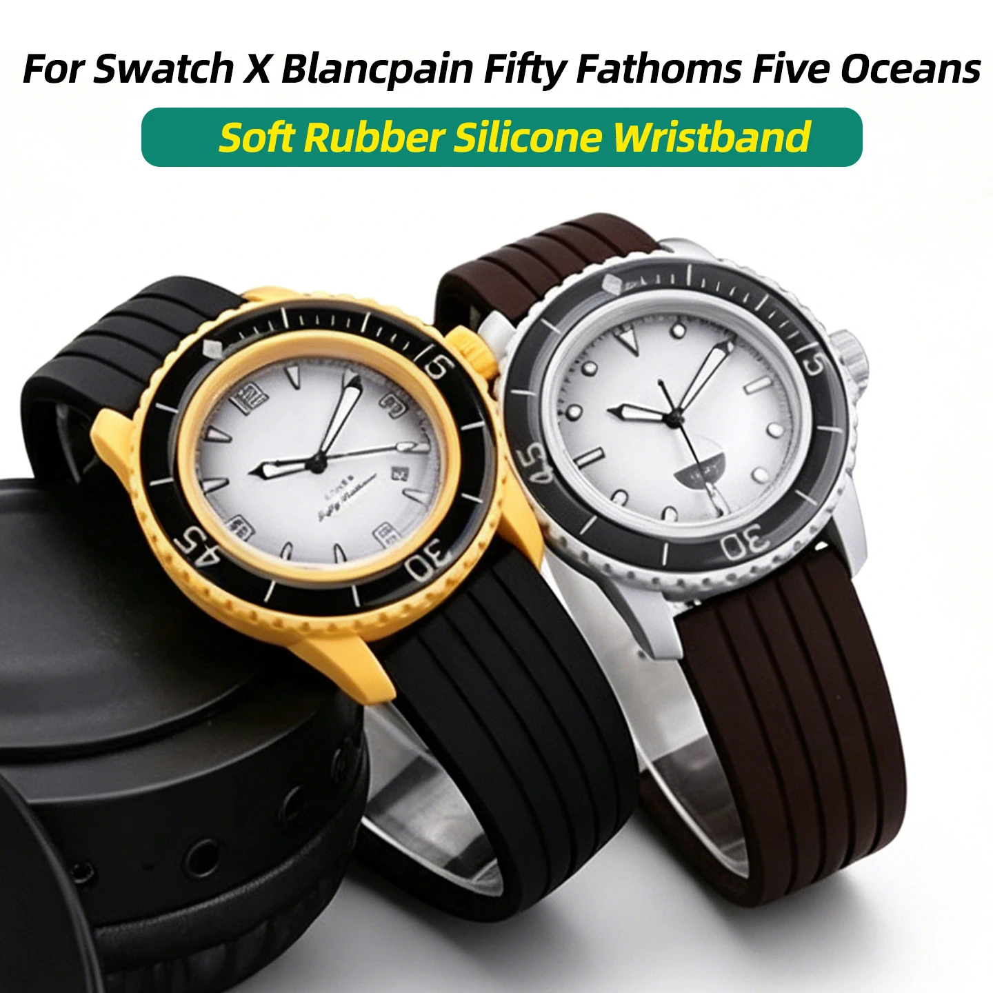 

Мягкий резиновый силиконовый браслет для часов Swatch X Blancpain Fifty Fathoms Five Oceans с двойной кнопкой-бабочкой, ремешок для часов 22 мм