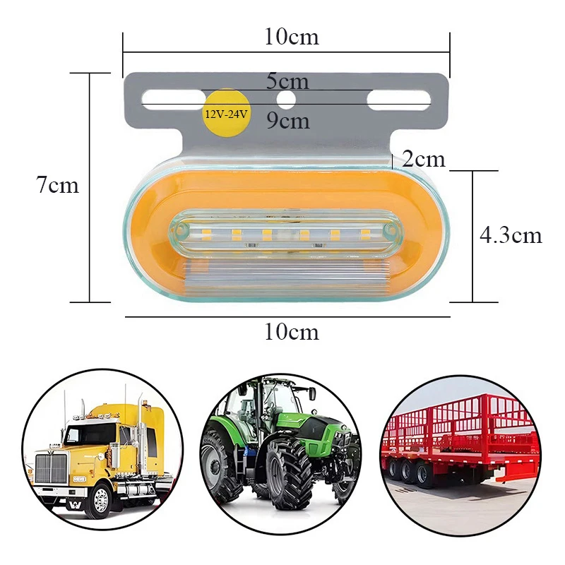 10PC 12V 24V Truck Side Marker Lights External Signal Indicator Lamps Warning Tail Light for Car Trailer Lorry Truck Accessories