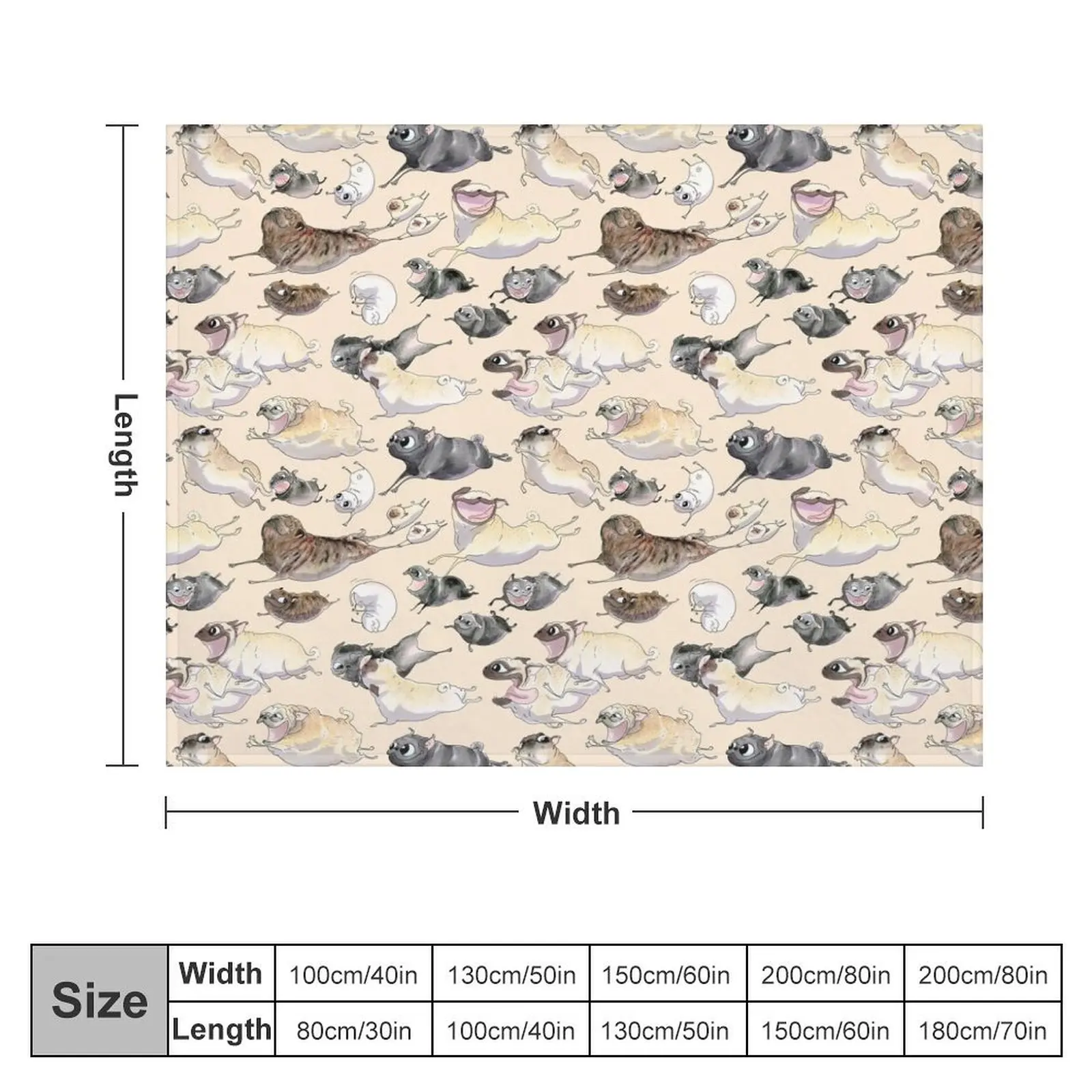 Pugs on the Run (straw background) Throw Blanket Furry Multi-Purpose Sleeping Bag Blankets