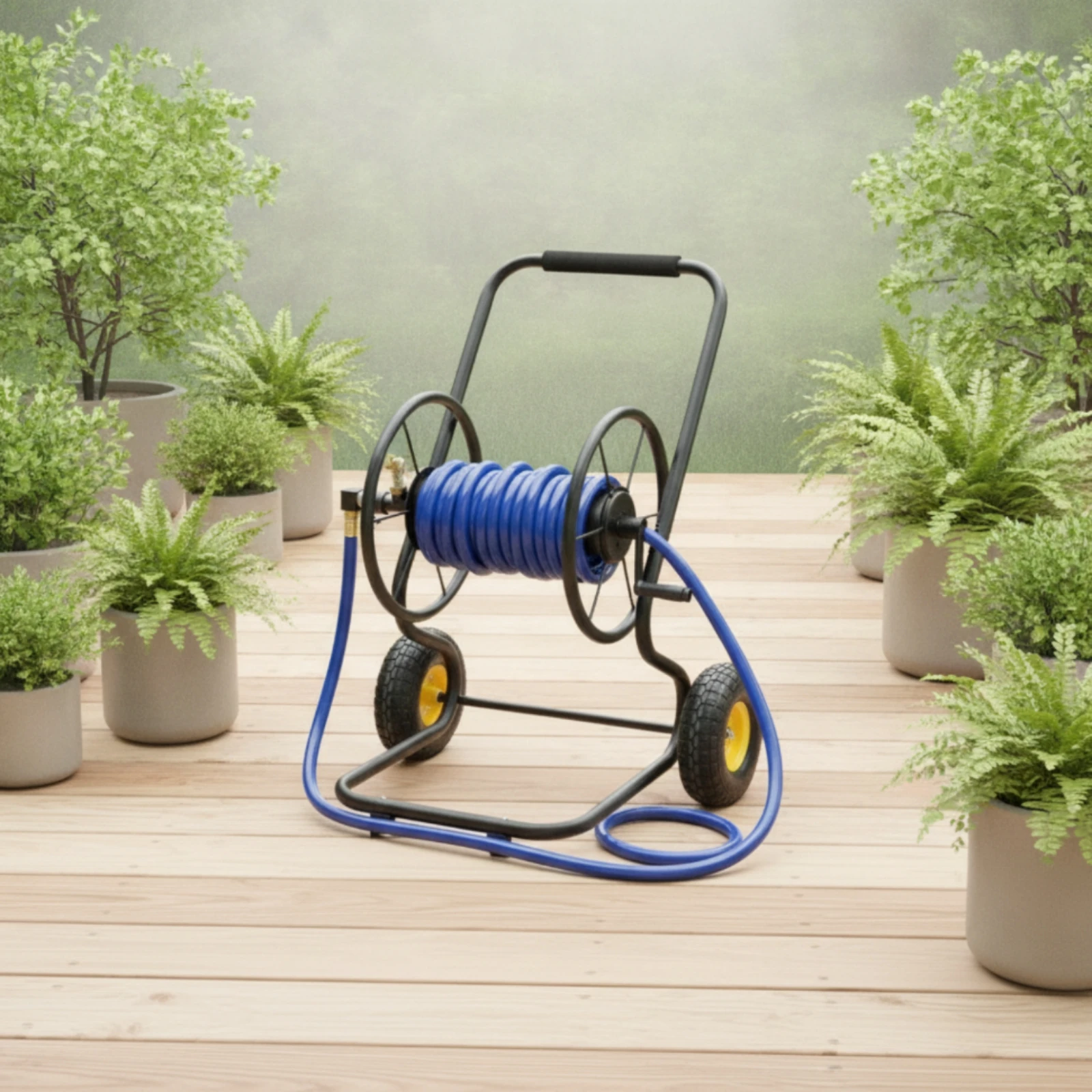 Garden Hose Reel Cart Hand-Push Hose Reel Cart with Wheels Heavy Duty Large Capacity for Gardeners, Yard, Car Wash