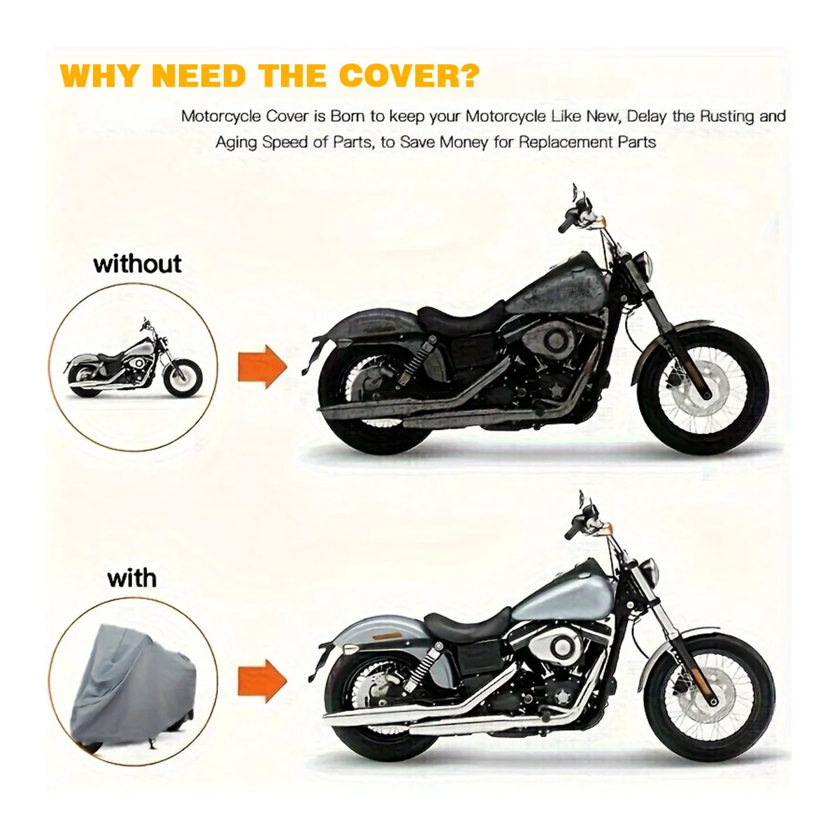 Rainproof, sunproof, dustproof, snowproof outdoor motorcycle all season cover. Universal motorcycle and bicycle outer cover view 3