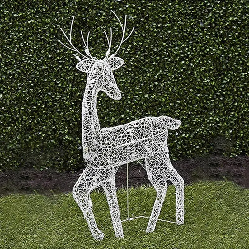 1/3 Piece Iron Elk Christmas Garden Decoration With LED Lights Flashing. Reindeer Christmas Home Outdoor Patio Decoration