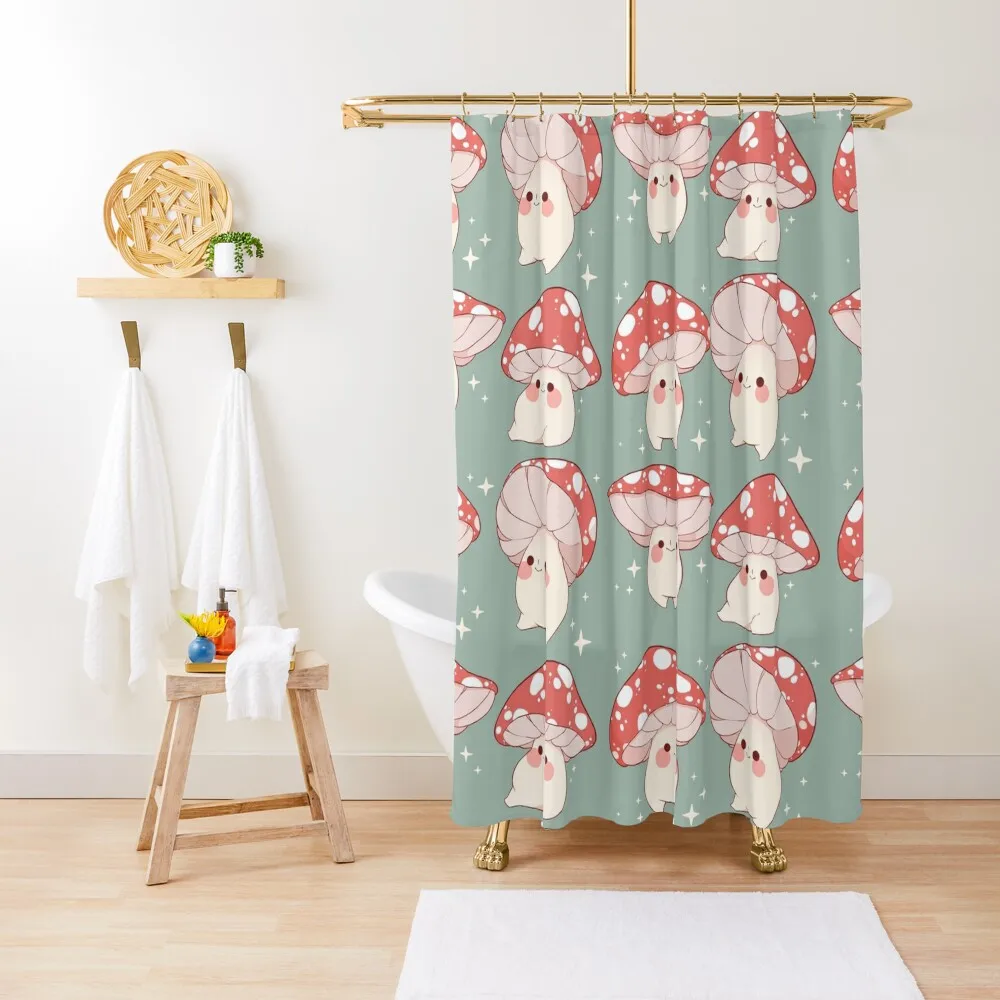 

Cute mushroom friends Shower Curtain Anime Bathroom Waterproof Bathroom Shower Cute Shower Curtain