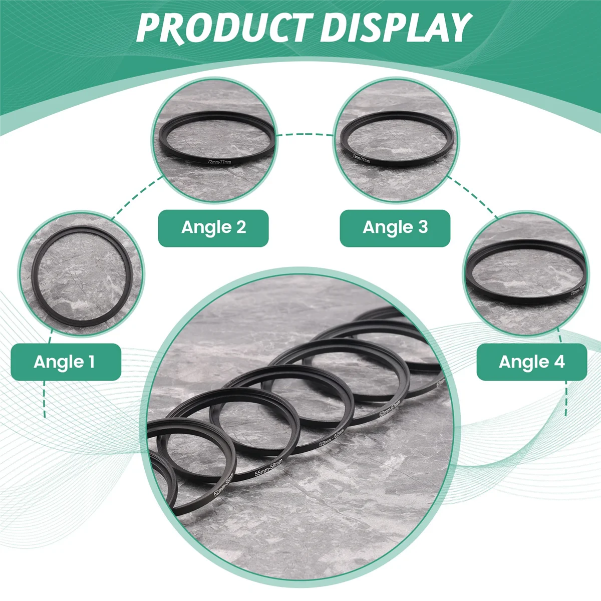 

TCE 49mm 52mm 55mm 58mm 62mm 67mm 72mm 77mm Metal Camera Lens Filter Stepping Step up Rings Lens Hood Adapter Mount Set