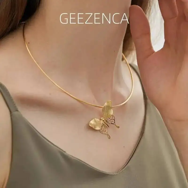 

GEEZENCA S925 серебро 3D полые бабочки ожерелье кулон для женщин дизайнерские французские шикарные Подвески без цепочки 2023 новый подарок