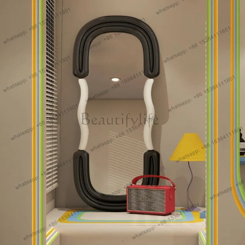 Wave landing home full-length mirror against the wall ins irregular homestay clothing store fitting mirror