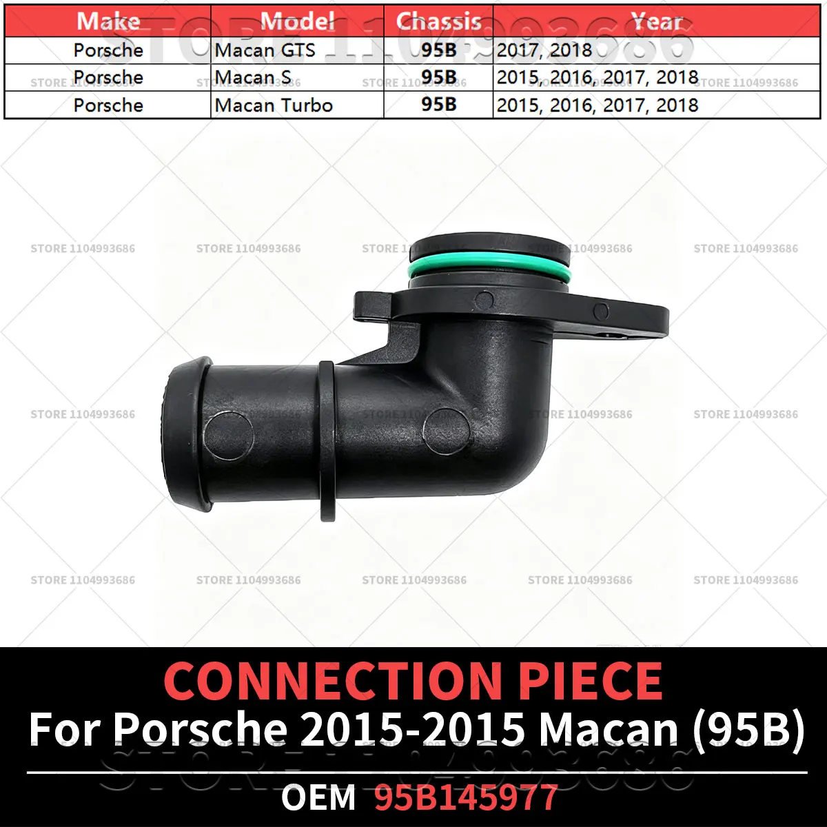 For Porsche 2015 2016 2017 2018 Macan GTS S Turbo (95B) Car Turbocharger Intercooler Pipe Adapter OEM 95B145977 95B-145-977