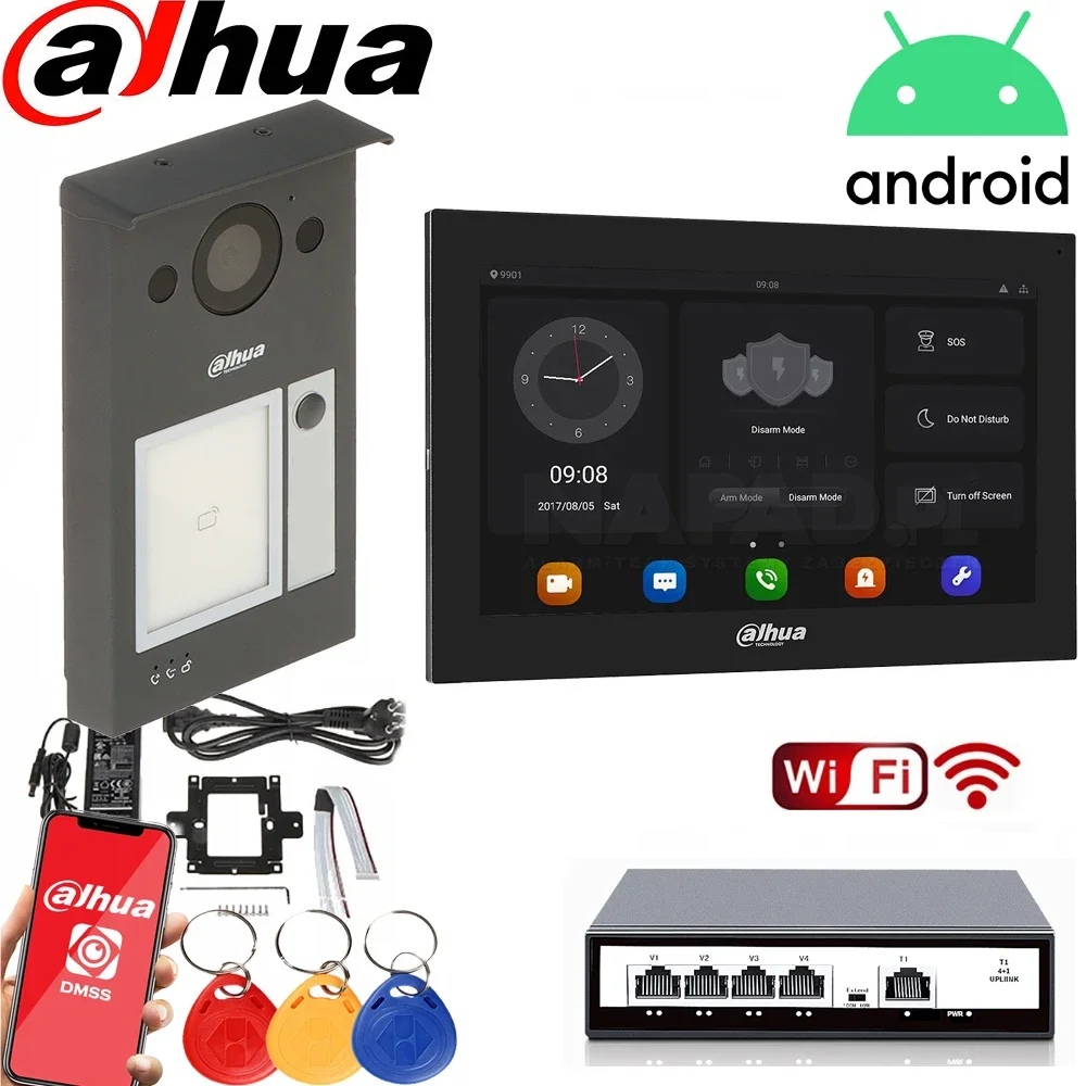 Mutil language Dahua VTO3311Q-WP POE  WiFi Video Intercom camera kit IP Villa Door Station Outdoor Control with monitor