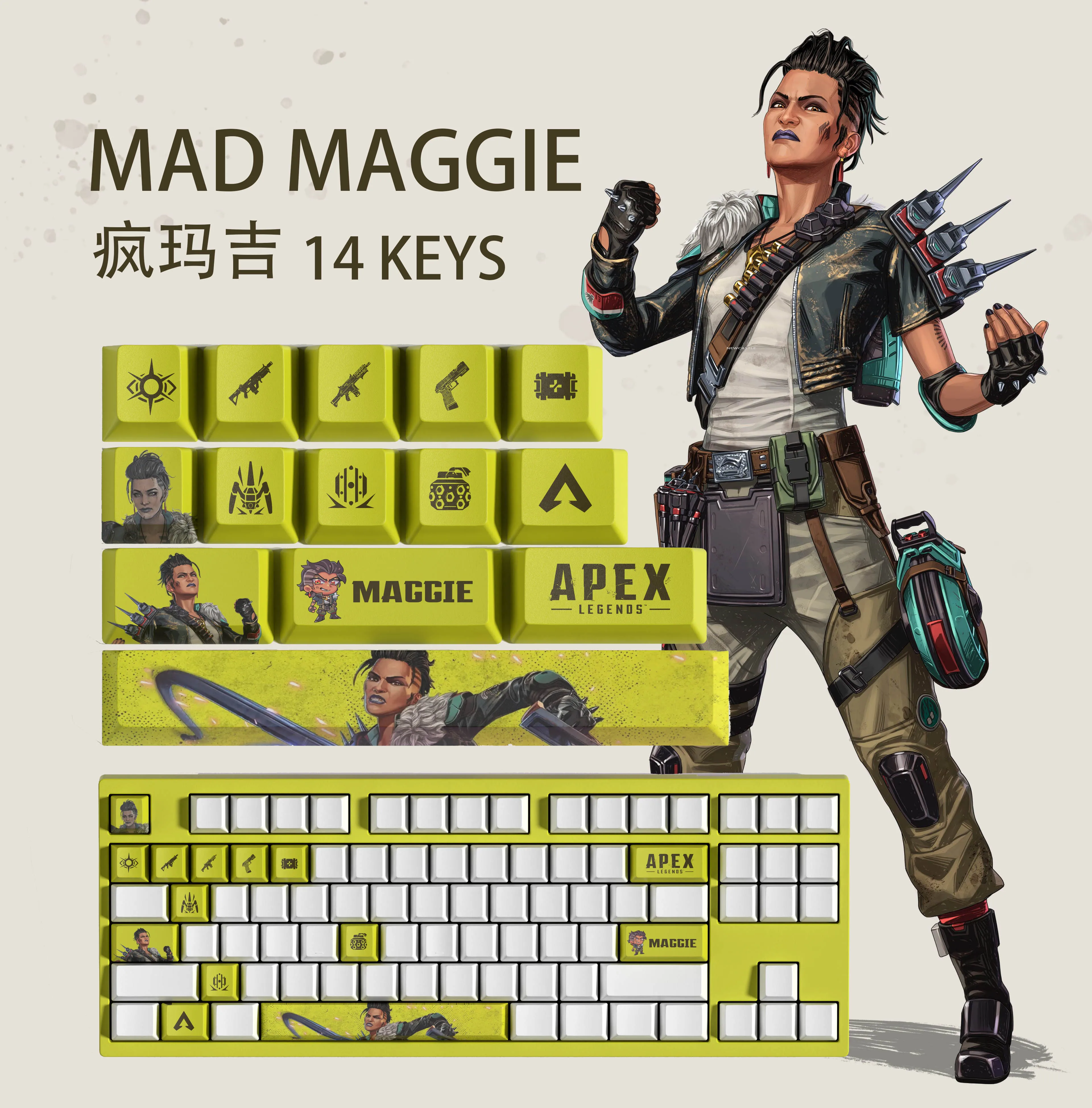 MAD MAGGIE KEYCAPS APEX keycaps 14KEYCAPS  OEM Profile Apex Legends Keycaps for mechanical keyboard