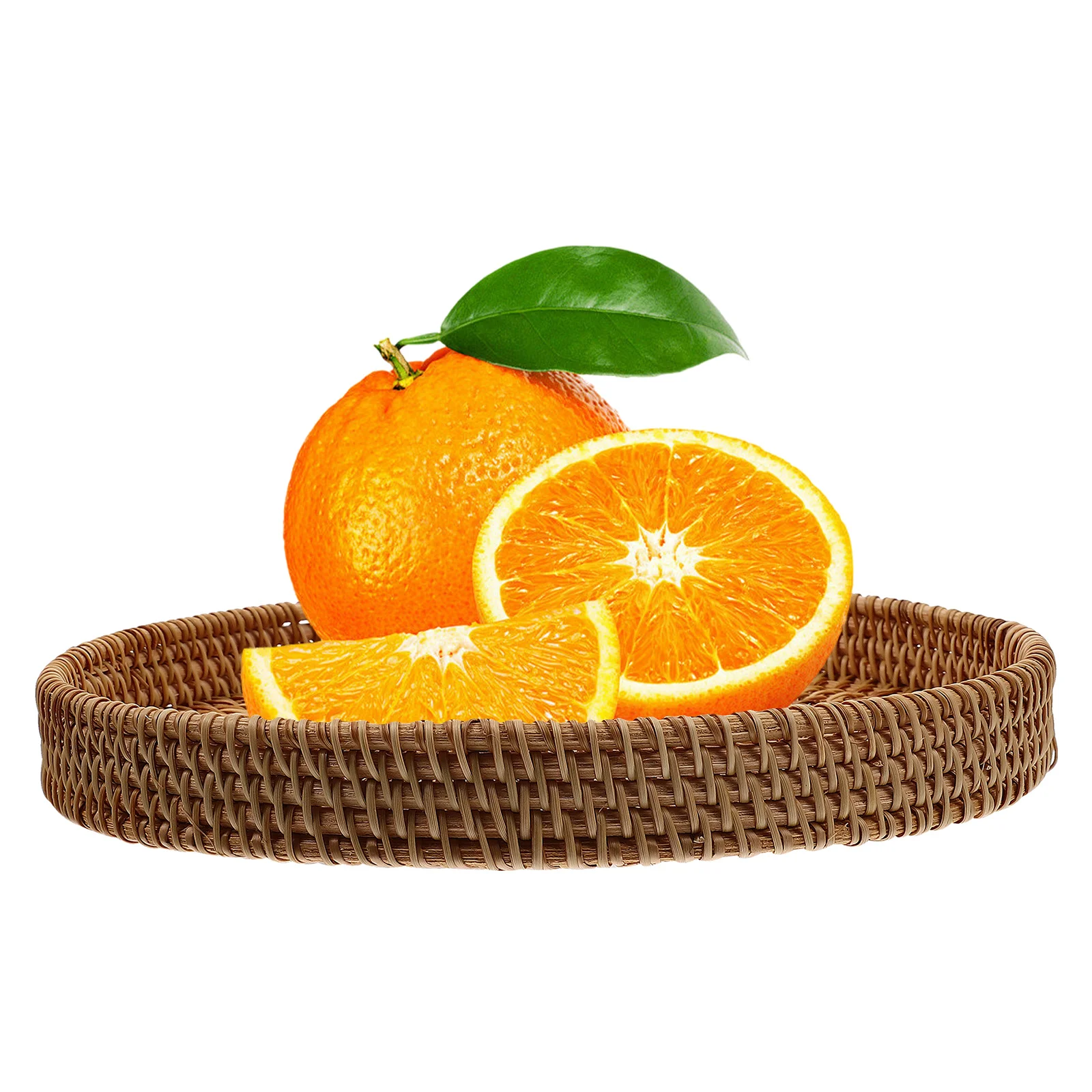 

Rattan Storage Basket Thickened Fruit Plate Multi-Function Serving Tray For Household Coffee Dessert Organizer Gathering