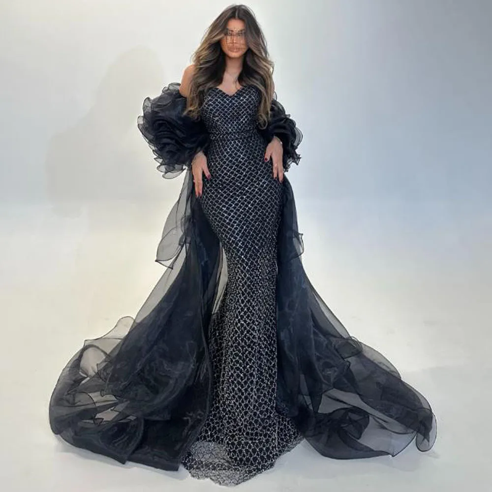 فساتين سهرة لامعة مخصصة مع سترة على شكل قلب ترتر حورية البحر فستان المشاهير 2025 كم كشكش فستان رسمي Oranga #2