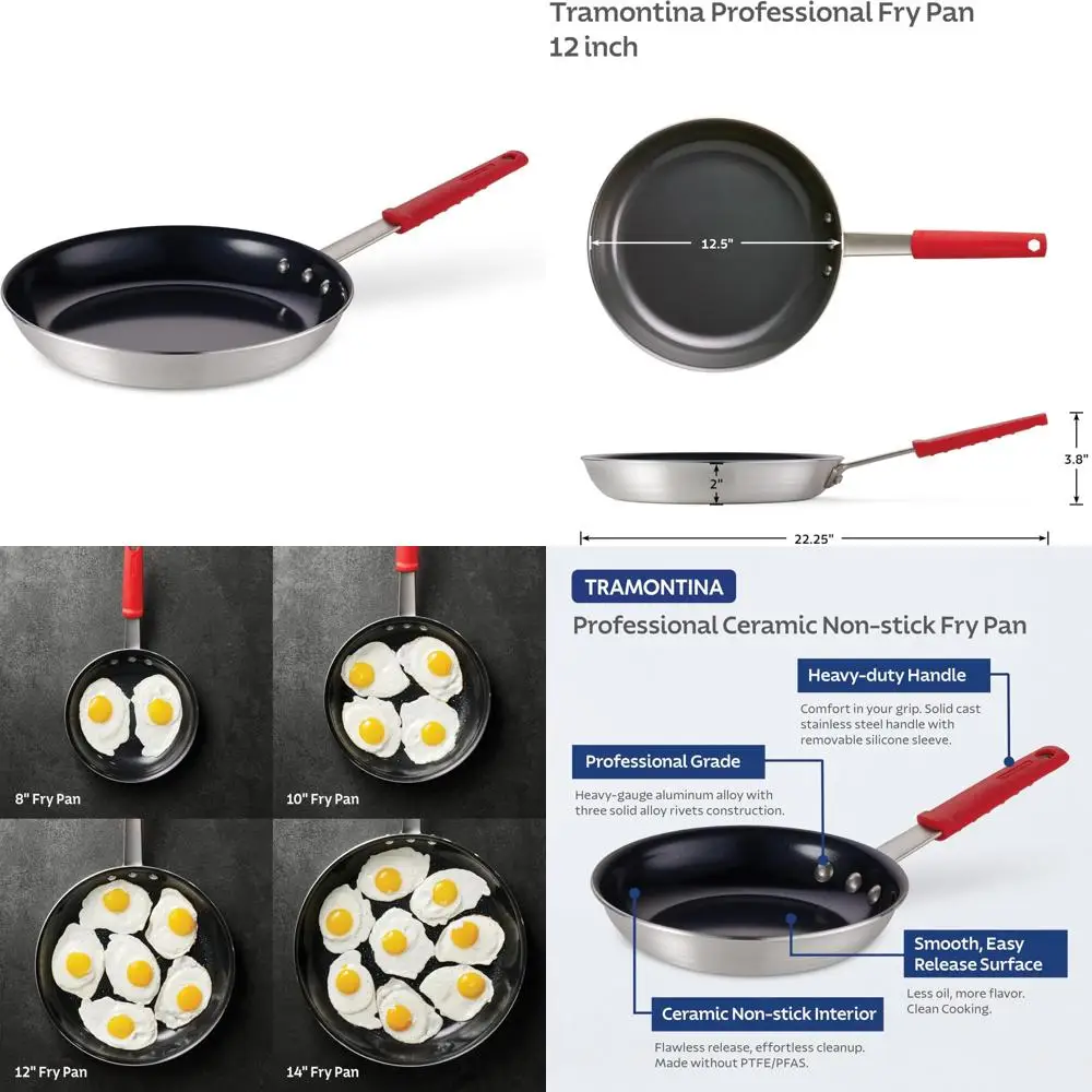 

Large 12-Inch Ceramic Non-Stick Frying Pan with Heavy-Gauge Aluminum and Dishwasher Safe Oven-Safe Coating