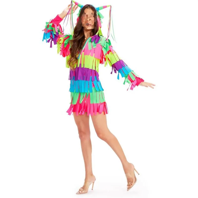 

Карнавал Мексика Пиньята платье для косплея Las Posadas женский костюм Cascarones цветная лента Semana Santa платье для дня рождения