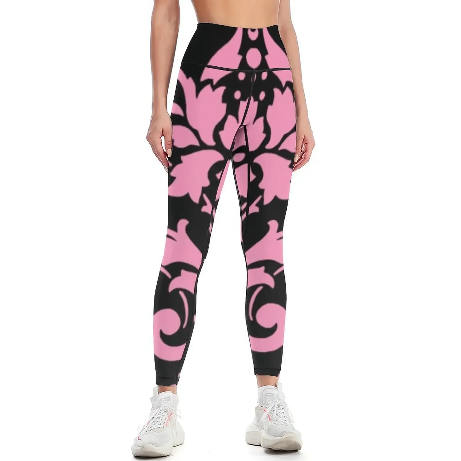 

Pink Damask Pattern - Hot Pink Leggings gym's sportswear sportswear for gym Sports pants woman trousers Womens Leggings