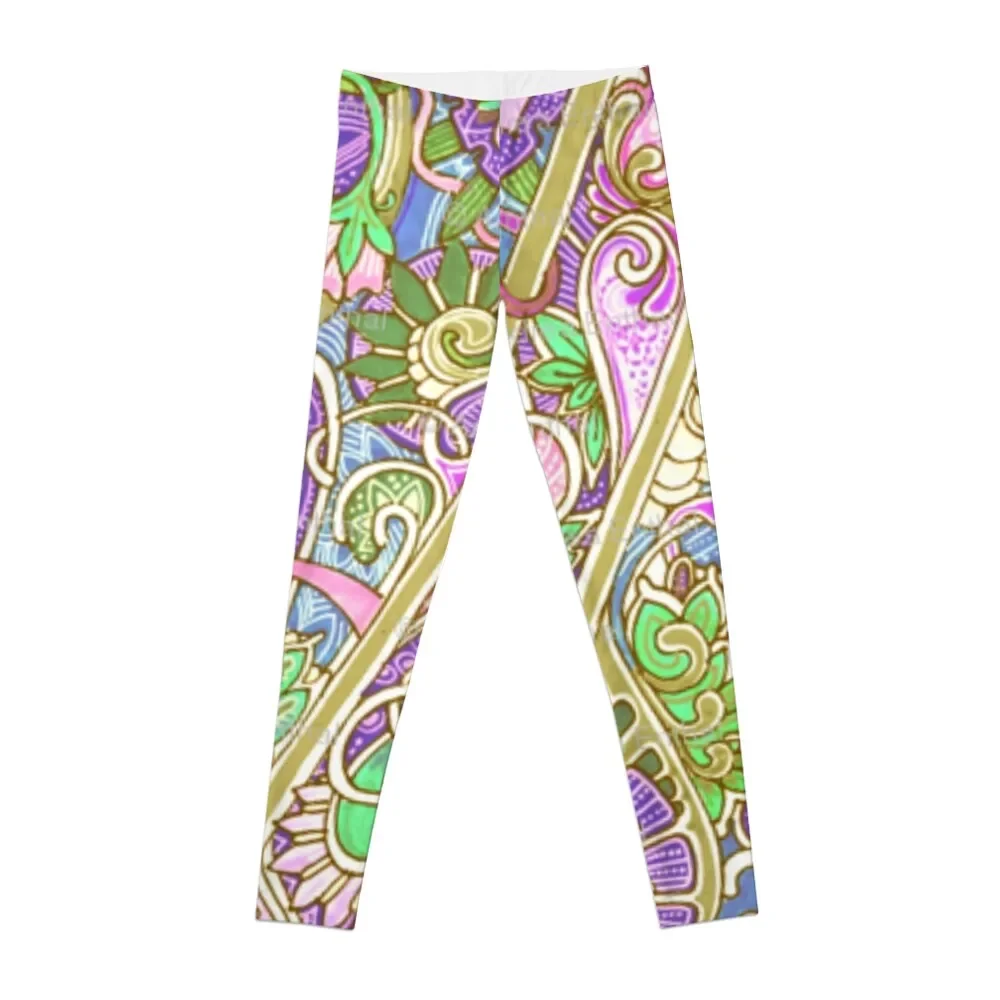 

Purple and Green Paisley Designs Leggings Women sportwear workout clothes for Womens Leggings