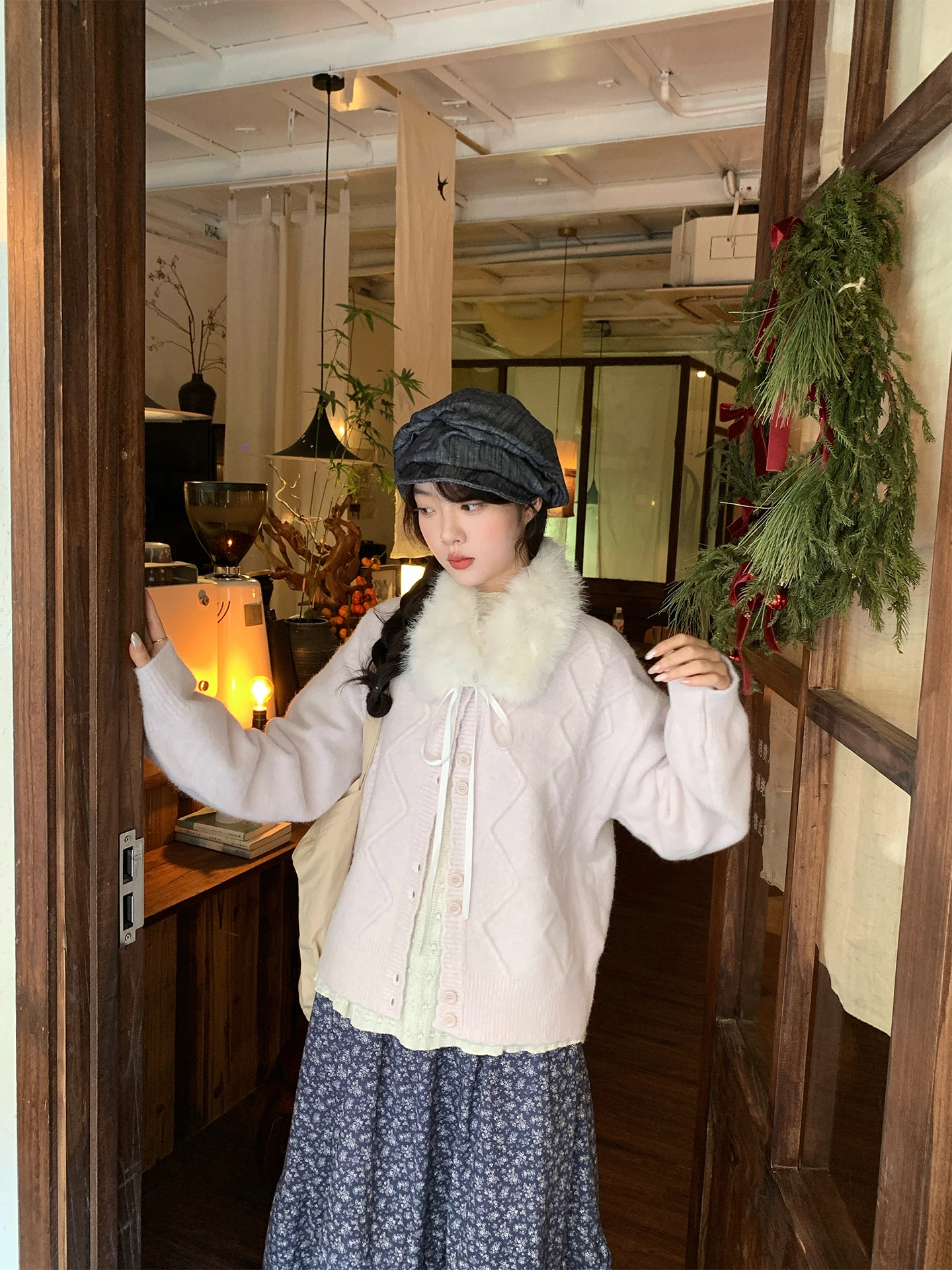 

Holli Soft Cozy Women's Knitted Sweater Korean Sle Gentle Removable Fur Collar Autumn Winter New Arrival Faion Ladies' ...