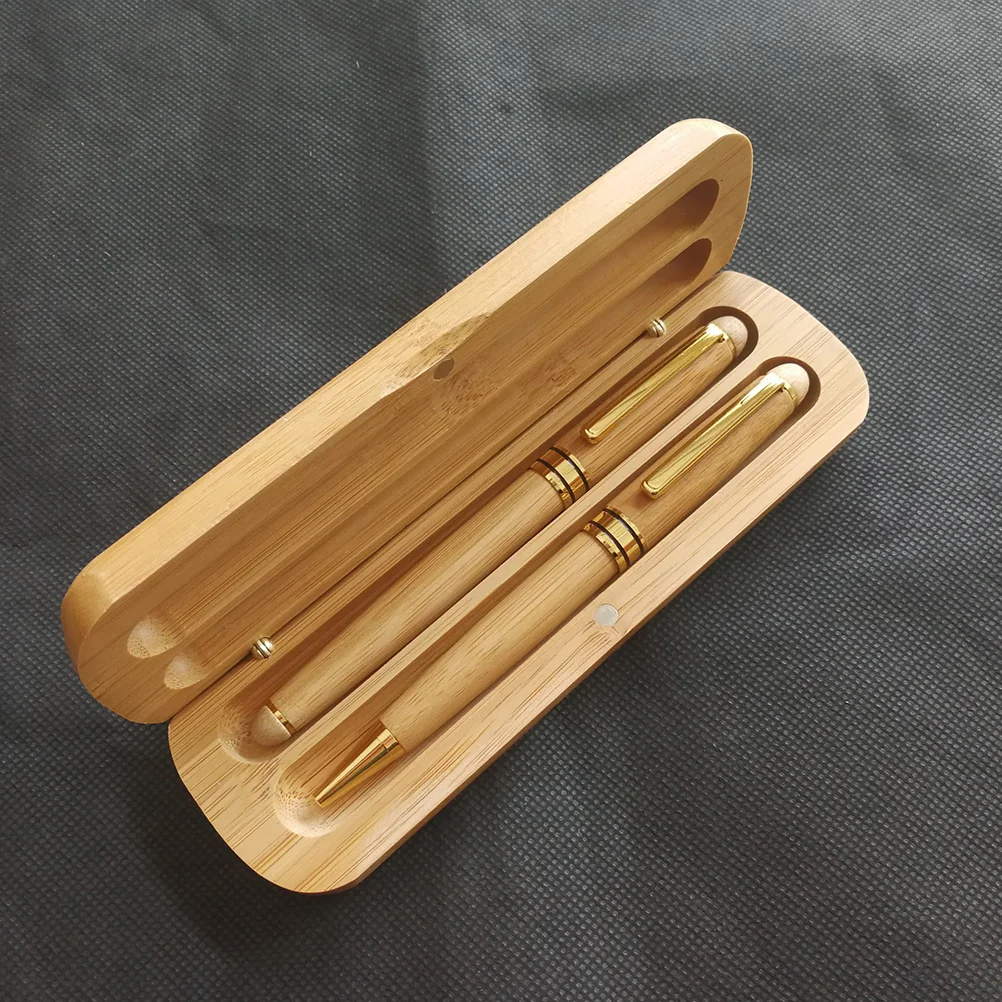 Bamboo Pen Box with Two Pen Slot Bamboo Pencil Case Pen Case Supplies wood pencil case pencil box multifunction pencil box