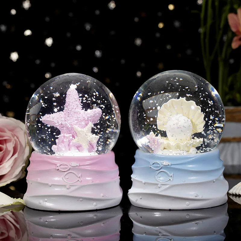 

Креативная подводная сцена, морская звезда, ракушка, светящийся хрустальный шар, детский подарок на день рождения, студенты, мультяшные настольные декоративные украшения