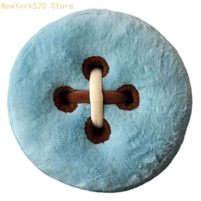 Button Round Cushion Furry Floor Sitting Pillow For Living Space Bedroom N84C