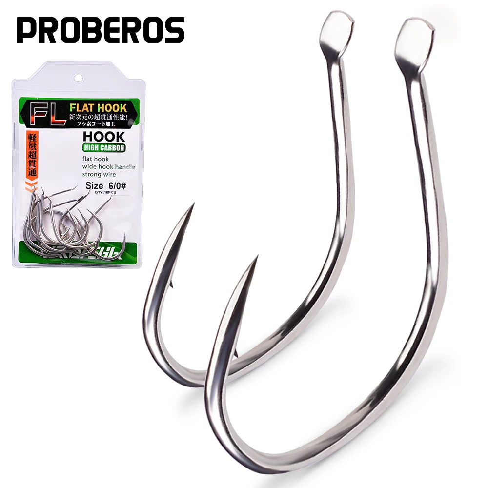 Proberos 10 Stück verstärkte Karpfenangelhaken, Wide Gap Non-Offset Haken für Wels, Barsch, Lachs und Karpfen