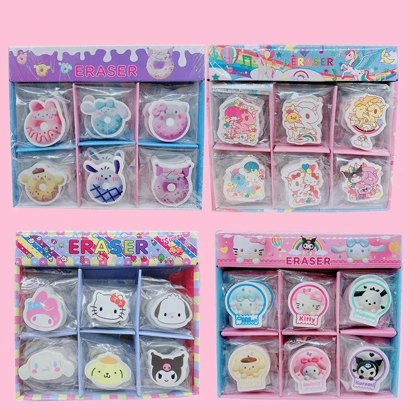 

30 шт. Sanrio аниме Ластик Hello Kitty Melody Kuromi Cinnamoroll Pachacco карандаши ластики студенческие канцелярские принадлежности Школьные принадлежности приз