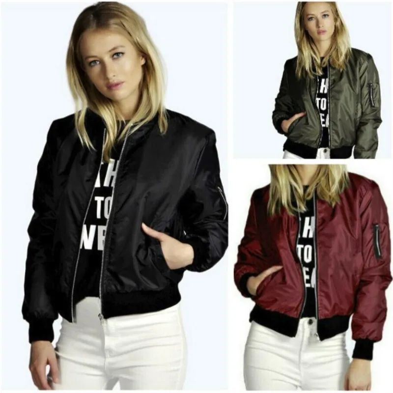 Spring Autumn Women Thin Jackets Tops Basic Bomber Jacket Long Sleeve Coat Casual O-neck Collar Slim Fit Outerwear