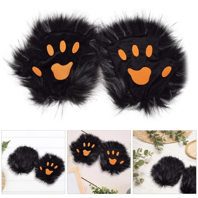 Cats Paws Gloves Toe Beans for Girls Halloween Cosplay Props Beast Paws Fursuit Cute Oversized Paws Gloves for Masquerades