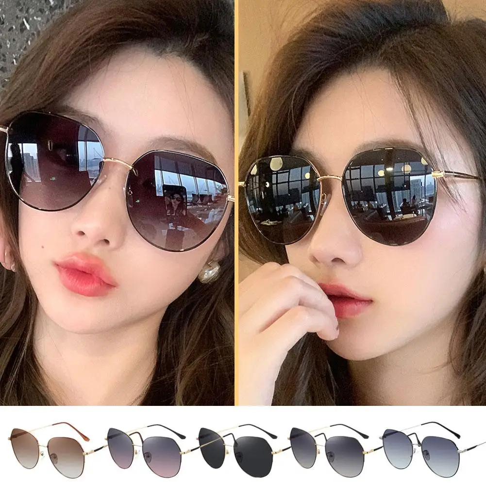 Fashionable High-end Sunglasses Sun Protection Anti-UV Outdoor Beach Travel Face Slimming Unisex Sun Glasses Effect Anti-Gl R8V0